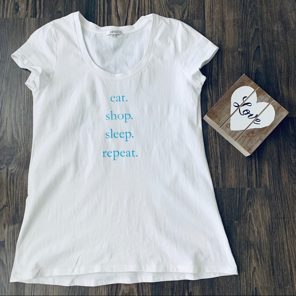 Tyler Boe Graphic T-shirt Eat Shop Sleep Repeat - Picture 3 of 9